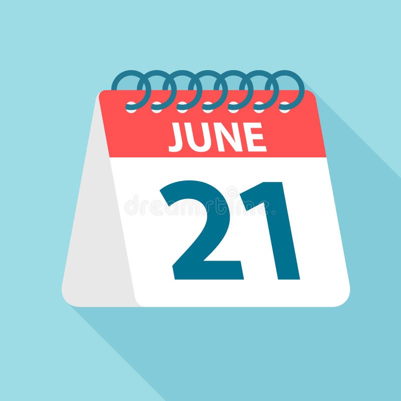 June 21 Calendar Icon. Vector Illustration of One Day of Month