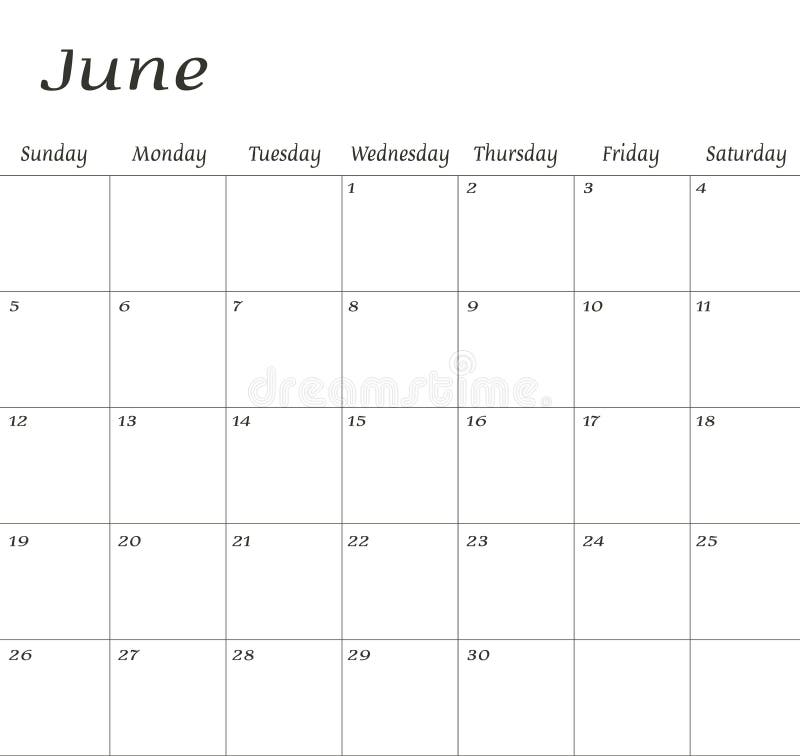 June 2022 Calendar June 2022. Calendar Planner Design Template. Week Starts On Sunday. Stock  Vector - Illustration Of Monthly, Journal: 231474913