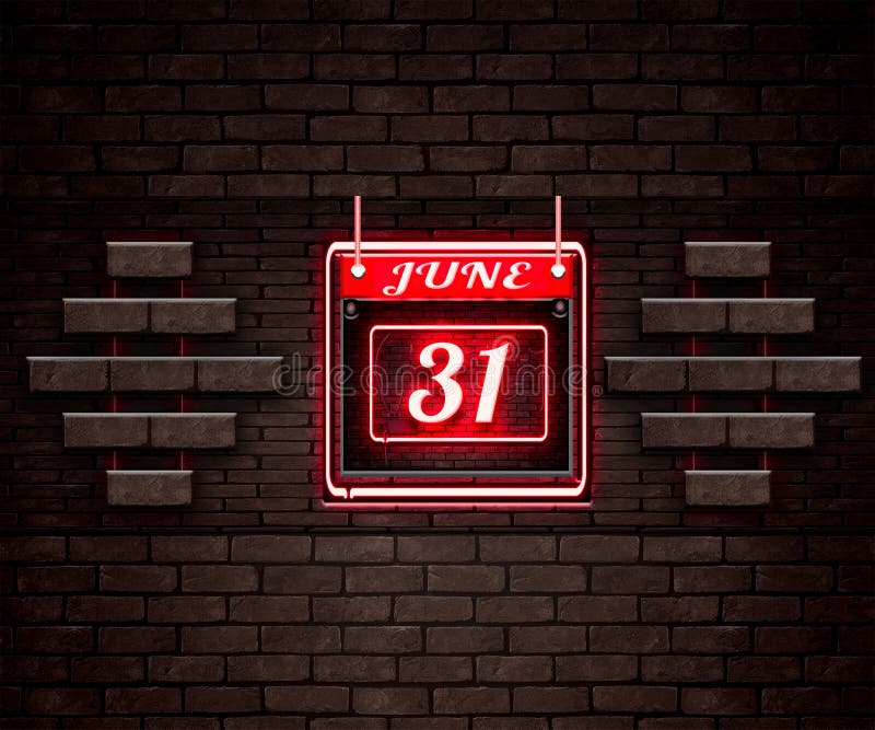 June 31, Monthly Calendar on Bricks Background Stock Illustration