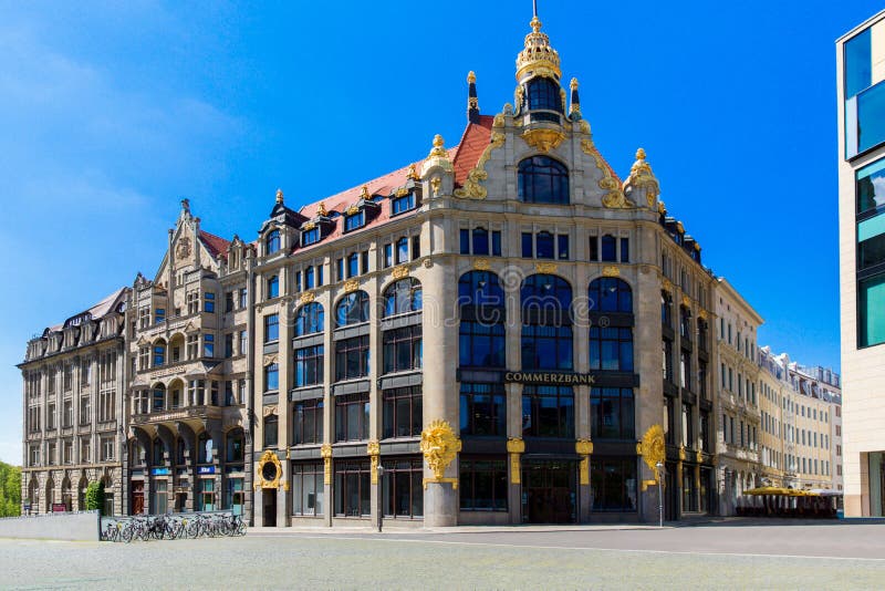 June 4, 2021 Leipzig, Germany. Commerzbank Bank Building in Leipzig