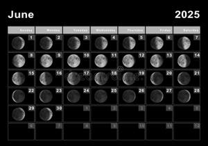 June 2025 Lunar Calendar Moon Cycles Stock Illustration Illustration Of Event Cycle 258915518