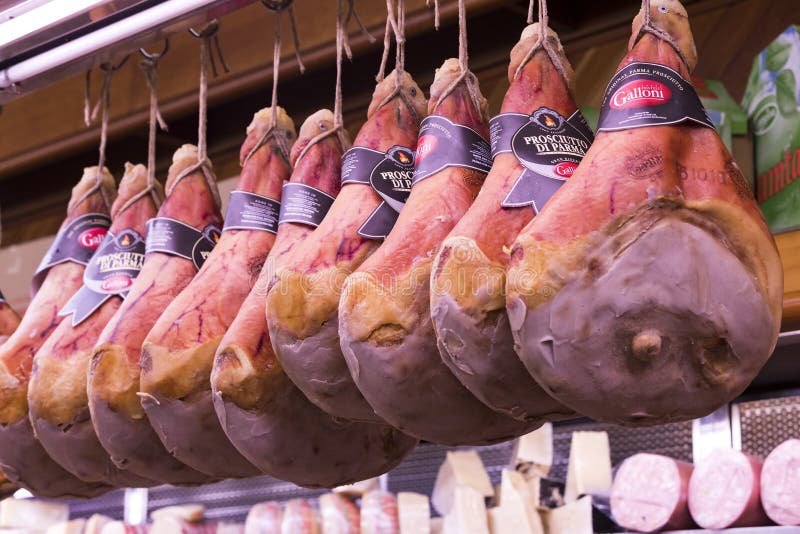 Shop of meat and cheese delicacies from traditional Italian products il Macellaio Fattoria Del Casaro in Milan Italy.