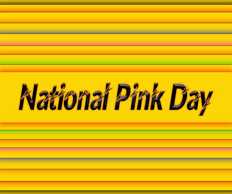 June, National Pink Day, Black Text Effect on Yellow Background Stock