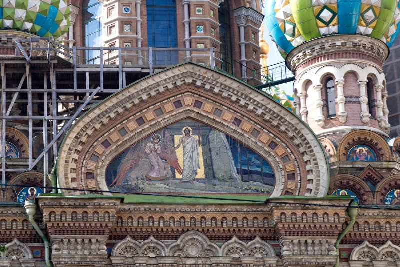 June 24, 2023 Russia, St. Petersburg, frescoes of the Church of the Savior on Spilled Blood, fragment. Horizontal photo. June 24, 2023 Russia, St. Petersburg, frescoes of the Church of the Savior on Spilled Blood, fragment. Horizontal photo