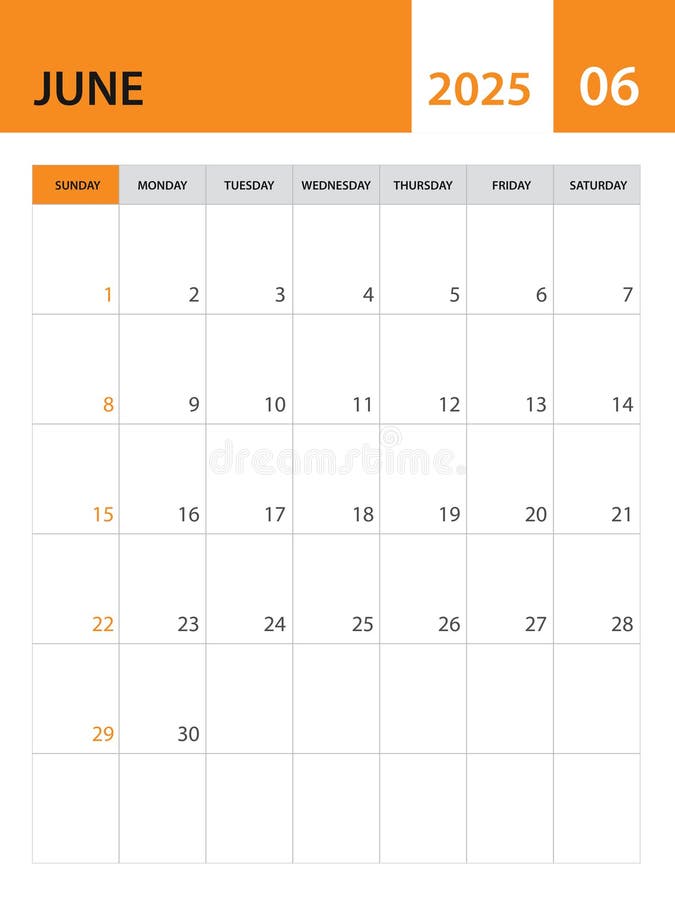June 2025 Template, Calendar 2025 Template Vector, Planner Monthly Design, Desk Calendar 2025