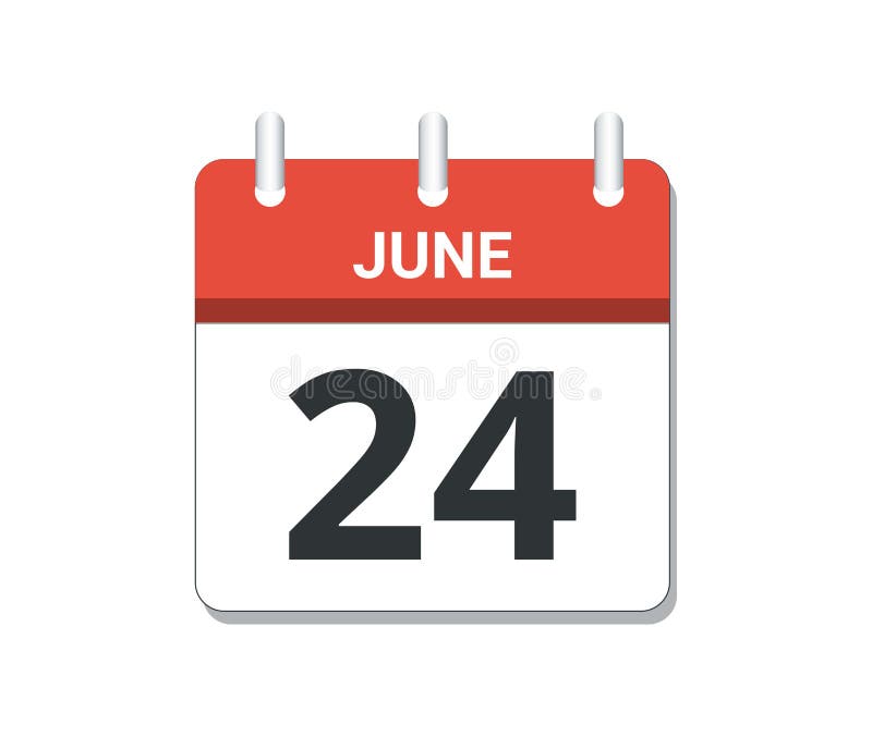 June 24th Calendar Icon Vector Concept of Schedule Business and Tasks June 24th Calendar Icon Vector Concept of Schedule Business and Tasks