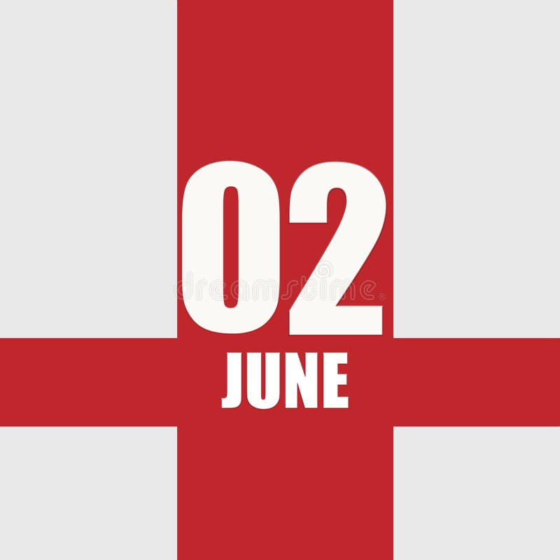 June 2 2th day of month calendar date white numbers and text on red