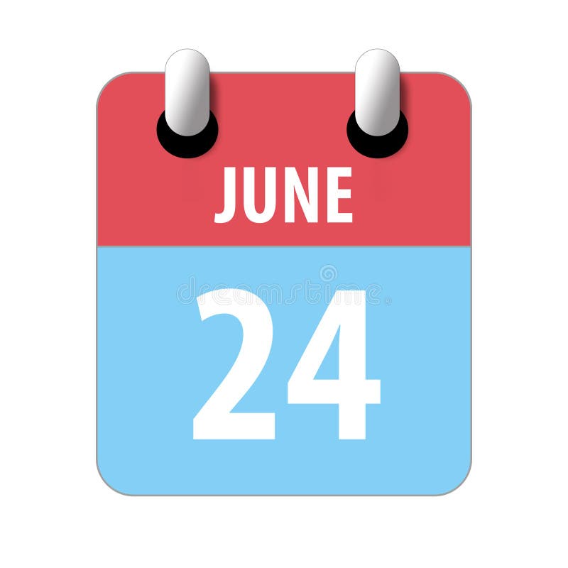 june 24th. Day 24 of month,Simple calendar icon on white background. Planning. Time management. Set of calendar icons for web