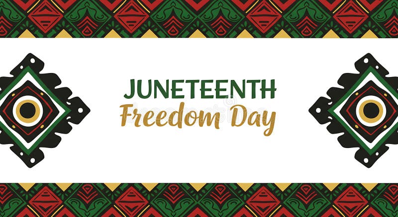 Juneteenth Freedom Day Banner with African-Inspired Design stock illustration