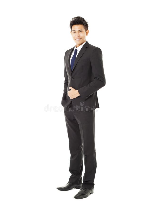 Junge asiatische Geschäftsmannstellung stockfotografie