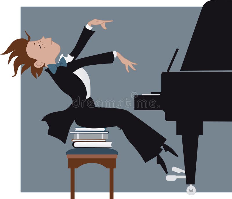 Junge, der ein Klavier spielt lizenzfreie abbildung Junge, der ein Klavier spielt lizenzfreie abbildung
