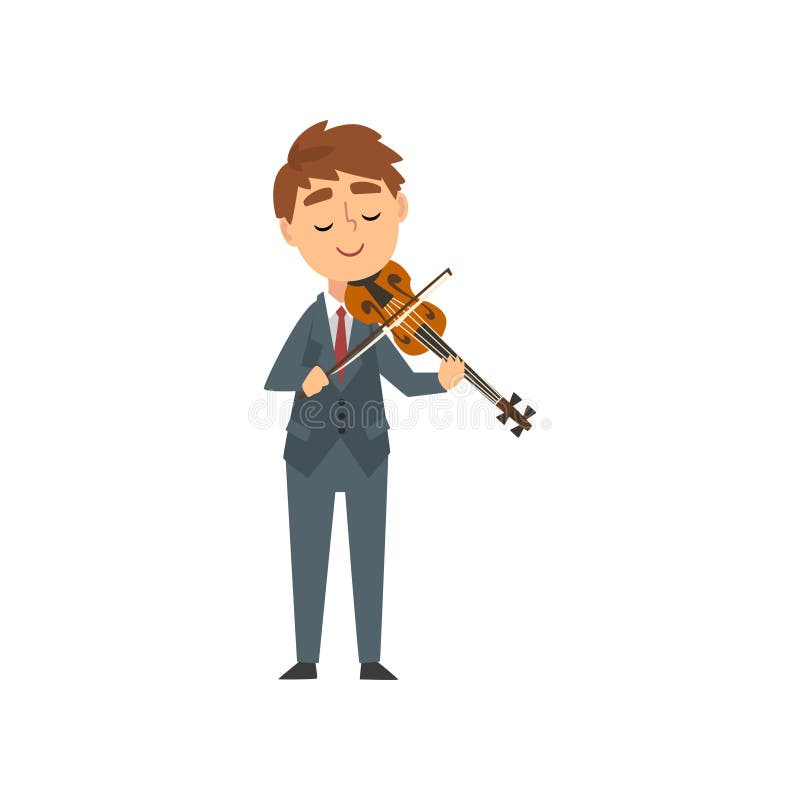 Junge, der Violine, Musikinstrument begabter junger Violinist-Character Playing Acoustics, Konzert der klassischen Musik spielt stock abbildung Junge, der Violine, Musikinstrument begabter junger Violinist-Character Playing Acoustics, Konzert der klassischen Musik spielt stock abbildung
