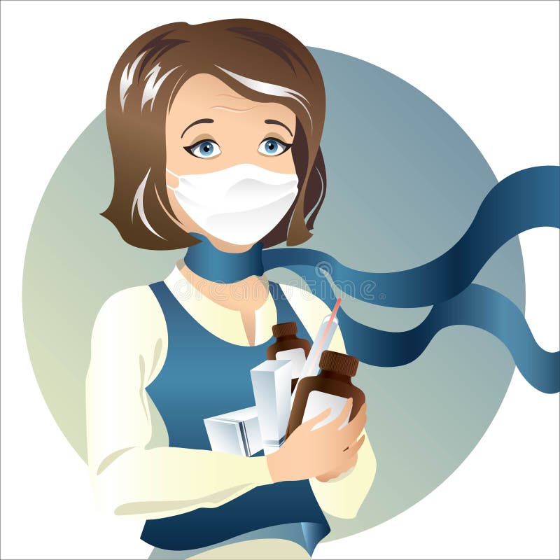 Junge Frau in der Gesundheitsschablone lizenzfreie abbildung Junge Frau in der Gesundheitsschablone lizenzfreie abbildung