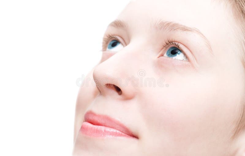 Junge Frau, die oben schaut stockfoto Junge Frau, die oben schaut stockfoto