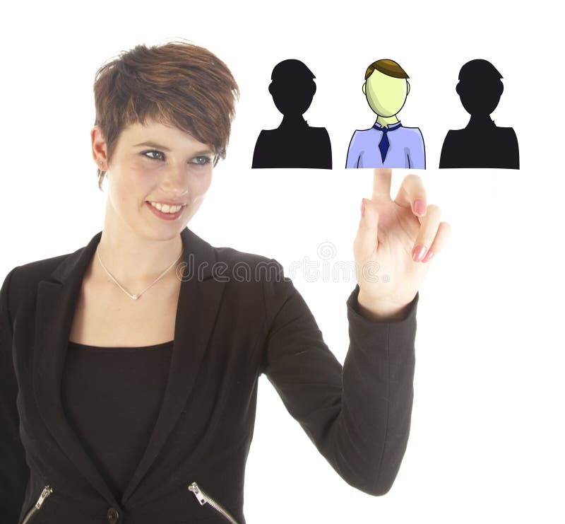 Junge Geschäftsfrau, welche die virtuellen Freunde lokalisiert vorwählt lizenzfreie stockfotos Junge Geschäftsfrau, welche die virtuellen Freunde lokalisiert vorwählt lizenzfreie stockfotos