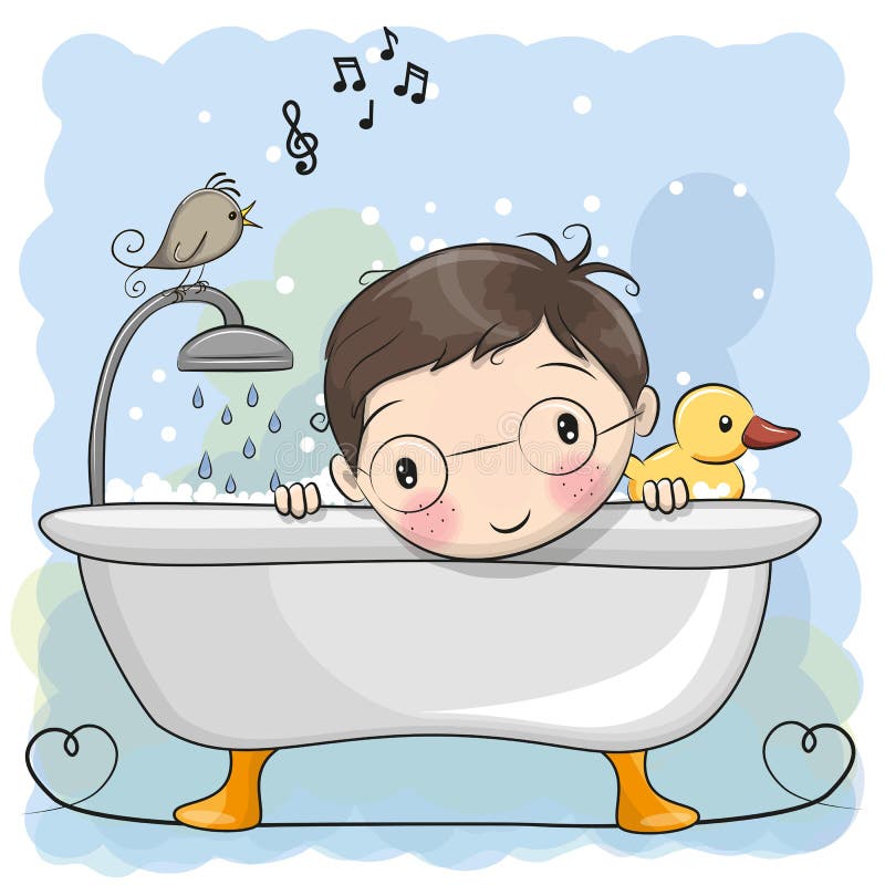 Junge im Badezimmer vektor abbildung. Illustration von ikone - 98146360