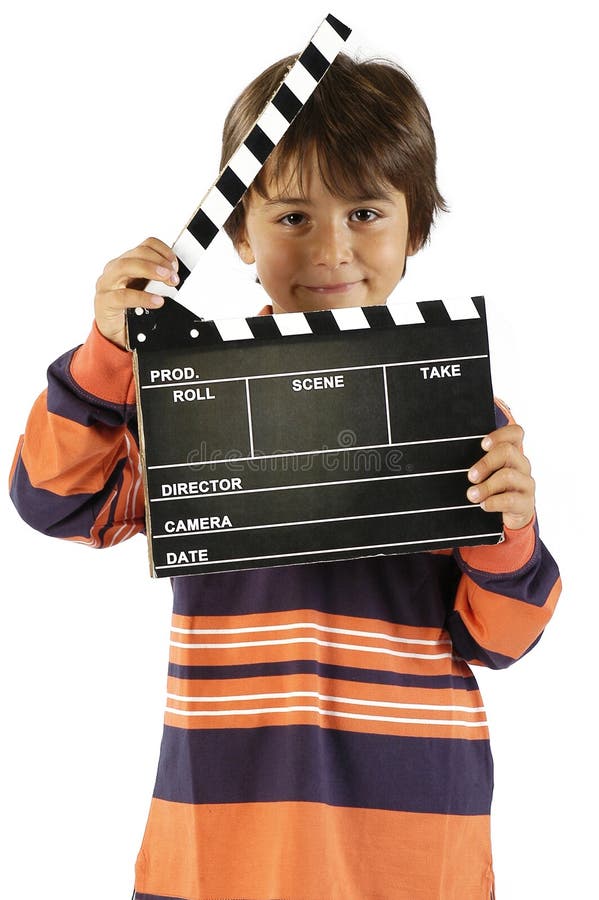 Junge mit Filmscharnierventilvorstand lizenzfreies stockfoto Junge mit Filmscharnierventilvorstand lizenzfreies stockfoto