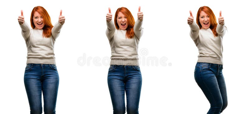 Junge schöne Rothaarigefrau lokalisiert über weißem Hintergrund stockbild Junge schöne Rothaarigefrau lokalisiert über weißem Hintergrund stockbild