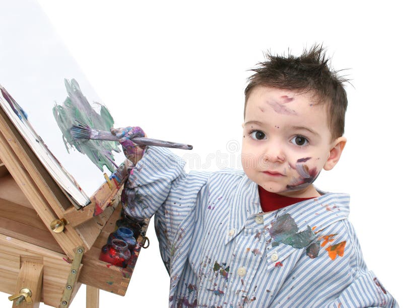 JungenKind, das 04 malt stockbild. Bild von kind, zicklein 58695