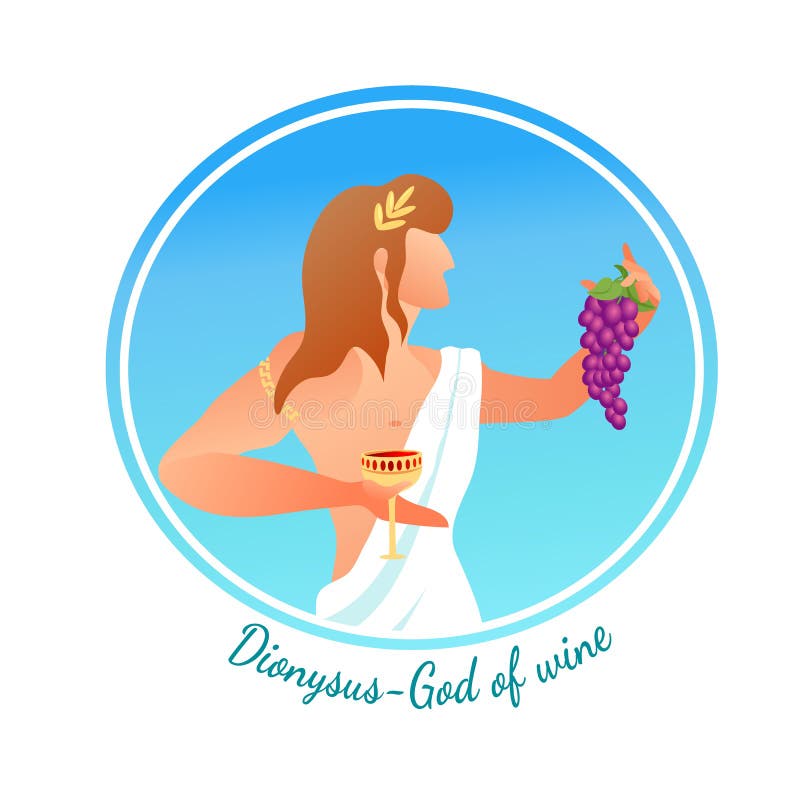 Junger Olympiasieger Gott von Wein dionysus Sohn Zeus vektor abbildung