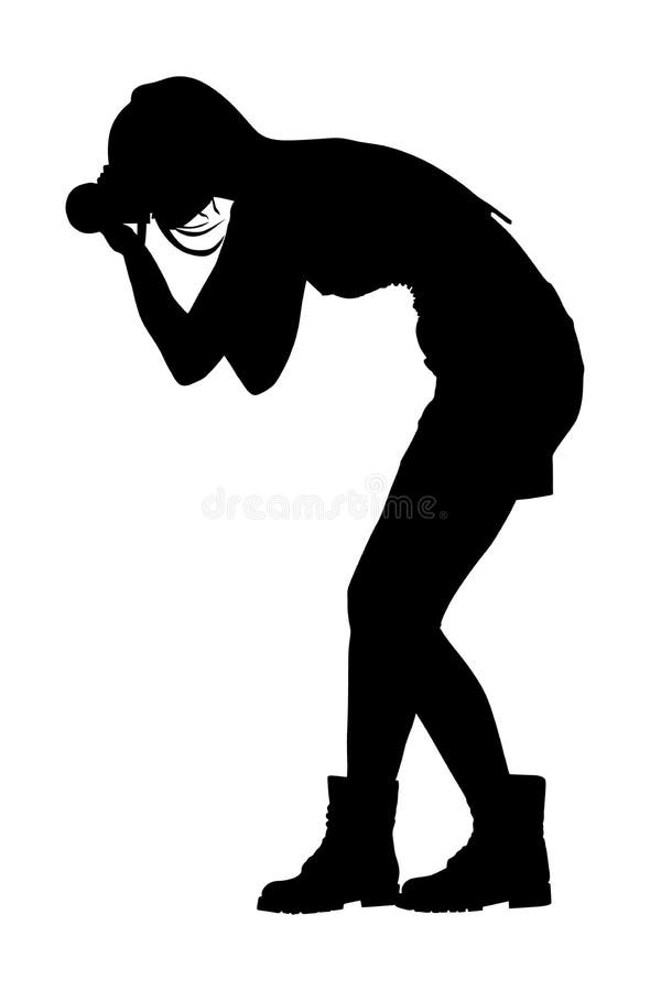 Junges Fotografmädchen-Schießenschattenbild stock abbildung Junges Fotografmädchen-Schießenschattenbild stock abbildung