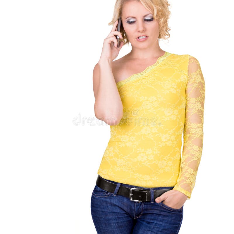 Junges Mädchen mit Mobiltelefon lizenzfreie stockfotos Junges Mädchen mit Mobiltelefon lizenzfreie stockfotos