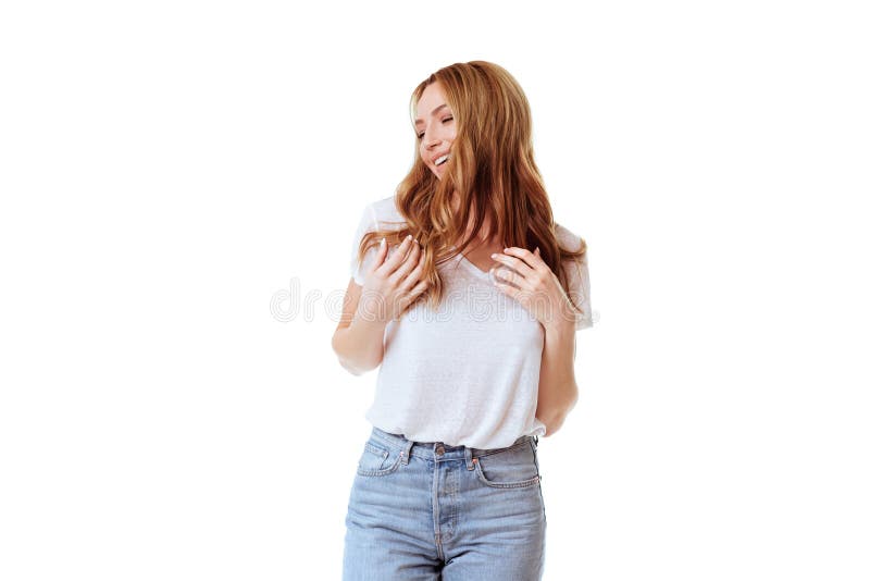 Junges schönes nettes Mädchen, das verschiedene Gefühle zeigt stockfotografie Junges schönes nettes Mädchen, das verschiedene Gefühle zeigt stockfotografie