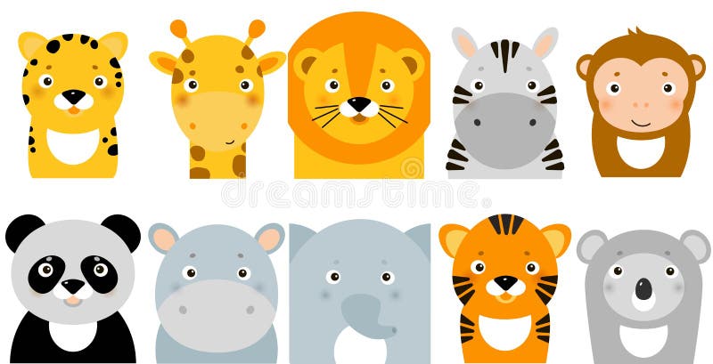 Jungle Animals Icons, Vector Animals, Safari Animals, Animal Faces Stock Vector - Illustration of cartoon, giraffe: 157662055 Jungle Animals Icons, Vector Animals, Safari Animals, Animal Faces Stock Vector - Illustration of cartoon, giraffe: 157662055