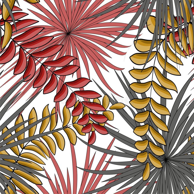 Jungle Foliage. Summer Tropical Design. Seamless Leaf Pattern. Stock