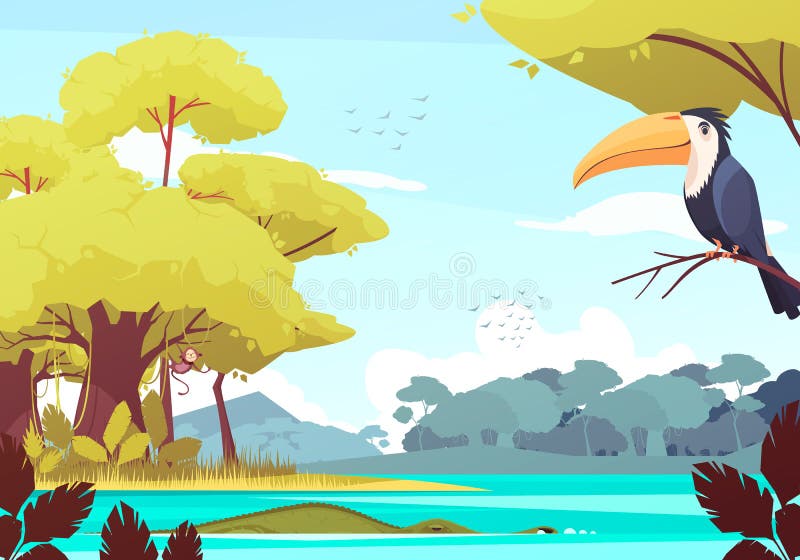 Jungle Landscape Cartoon Illustration vector illustration Jungle Landscape Cartoon Illustration vector illustration
