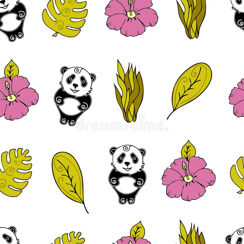 Jungle Seamless background, Africa, panda, monstera and tropica royalty free illustration Jungle Seamless background, Africa, panda, monstera and tropica royalty free illustration
