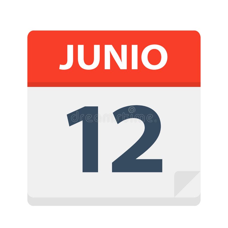 Junio 12 - Calendar Icon - June 12 - Vector Illustration. Junio 12 - Calendar Icon - June 12 - Vector Illustration