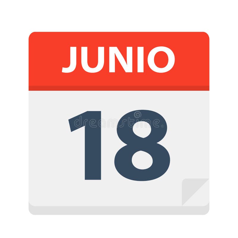 Junio 18 - Calendar Icon - June 18 - Vector Illustration. Junio 18 - Calendar Icon - June 18 - Vector Illustration