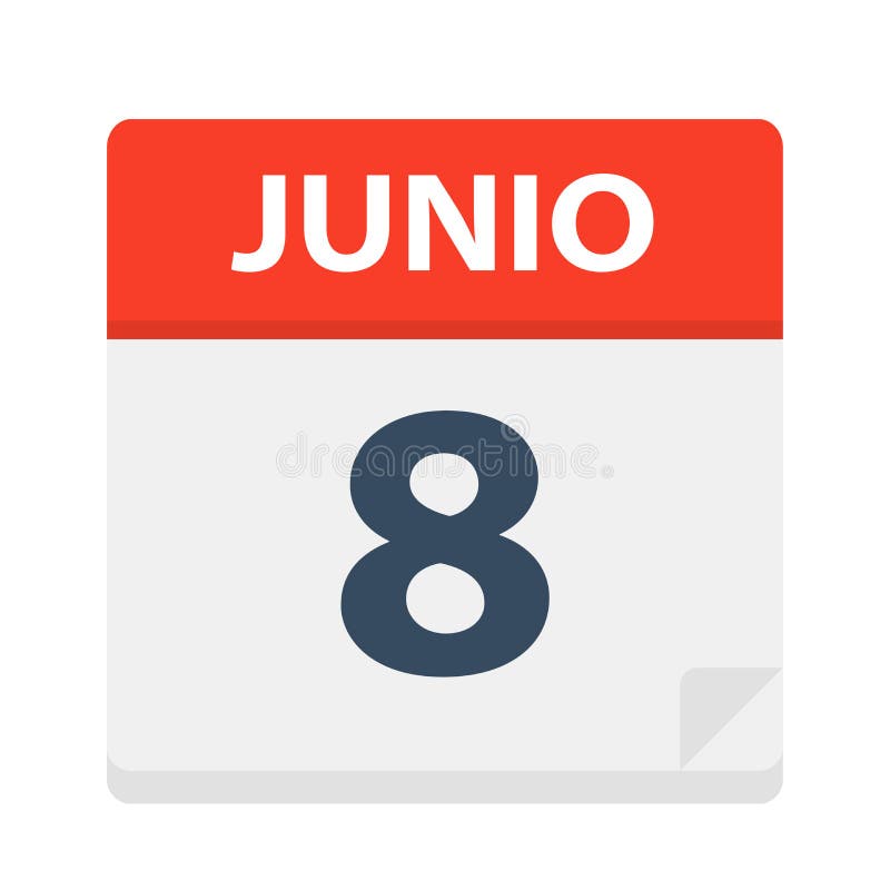 Junio 8 - Calendar Icon - June 8 - Vector Illustration. Junio 8 - Calendar Icon - June 8 - Vector Illustration