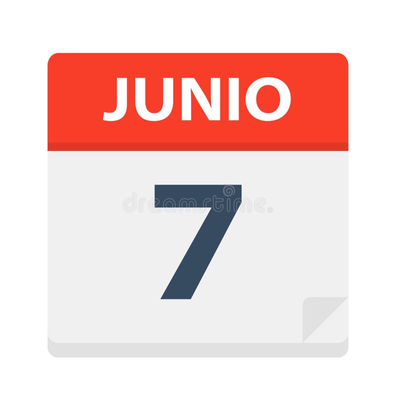 Junio 7 - Calendar Icon - June 7 - Vector Illustration. Junio 7 - Calendar Icon - June 7 - Vector Illustration