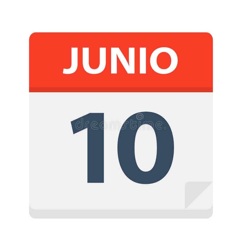 Junio 10 - Calendar Icon - June 10 - Vector Illustration. Junio 10 - Calendar Icon - June 10 - Vector Illustration