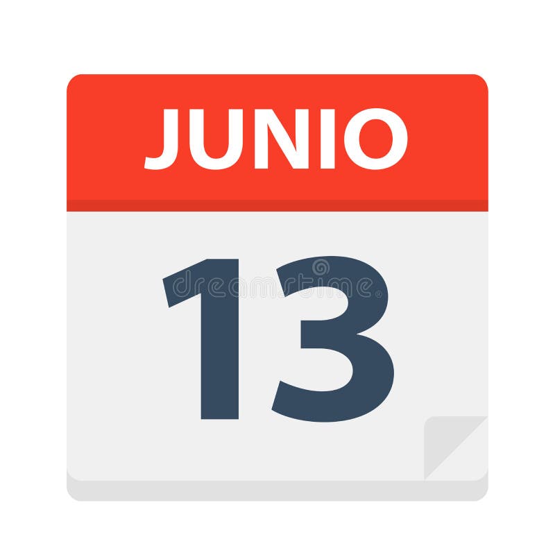 Junio 13 - Calendar Icon - June 13 - Vector Illustration. Junio 13 - Calendar Icon - June 13 - Vector Illustration