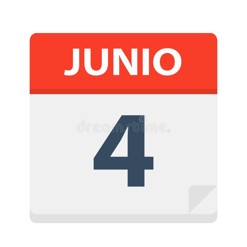 Junio 4 - Calendar Icon - June 4 - Vector Illustration. Junio 4 - Calendar Icon - June 4 - Vector Illustration