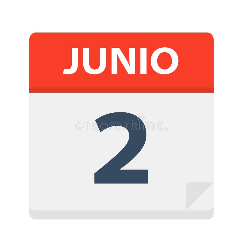 Junio 2 - Calendar Icon - June 2 - Vector Illustration. Junio 2 - Calendar Icon - June 2 - Vector Illustration