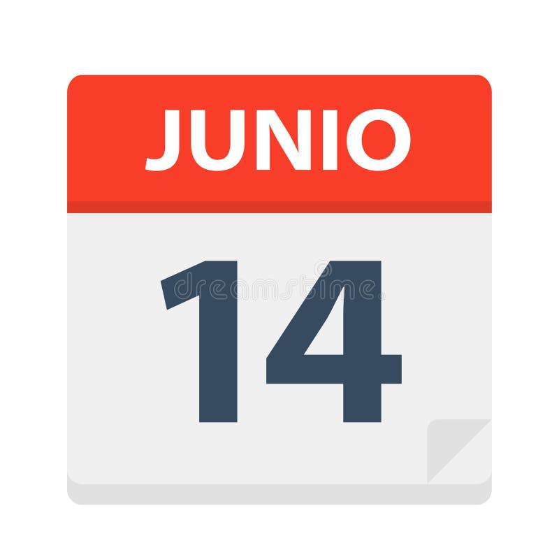 Junio 14 - Calendar Icon - June 14 - Vector Illustration. Junio 14 - Calendar Icon - June 14 - Vector Illustration