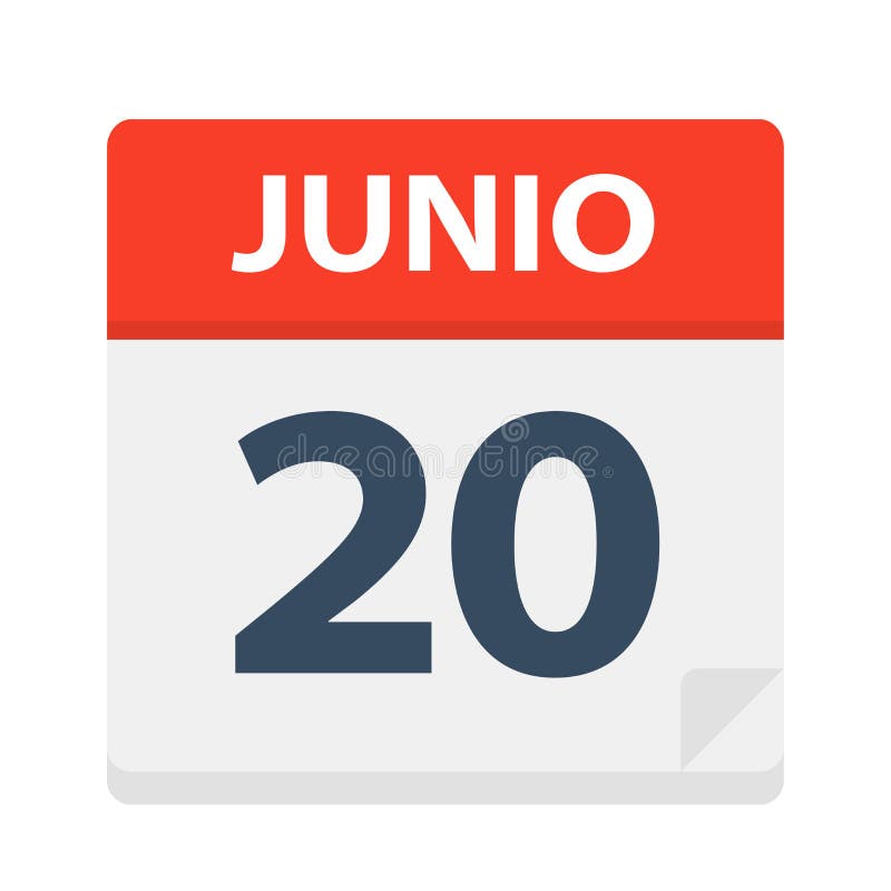 Junio 20 - Calendar Icon - June 20 - Vector Illustration. Junio 20 - Calendar Icon - June 20 - Vector Illustration