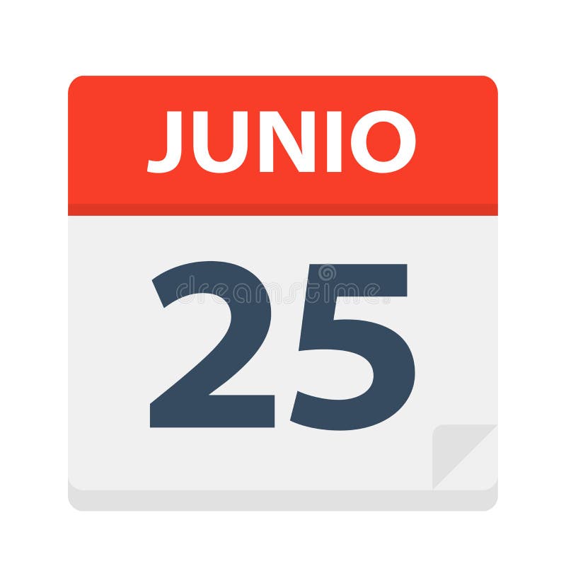 Junio 25 - Calendar Icon - June 25 - Vector Illustration. Junio 25 - Calendar Icon - June 25 - Vector Illustration