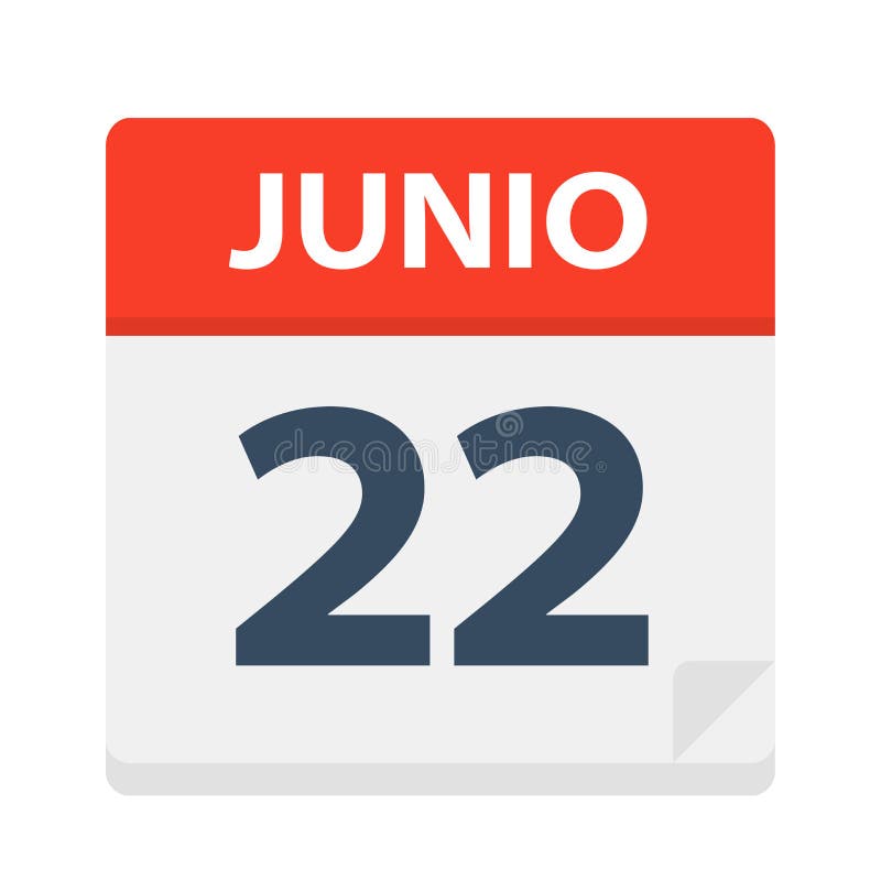 Junio 22 - Calendar Icon - June 22 - Vector Illustration. Junio 22 - Calendar Icon - June 22 - Vector Illustration