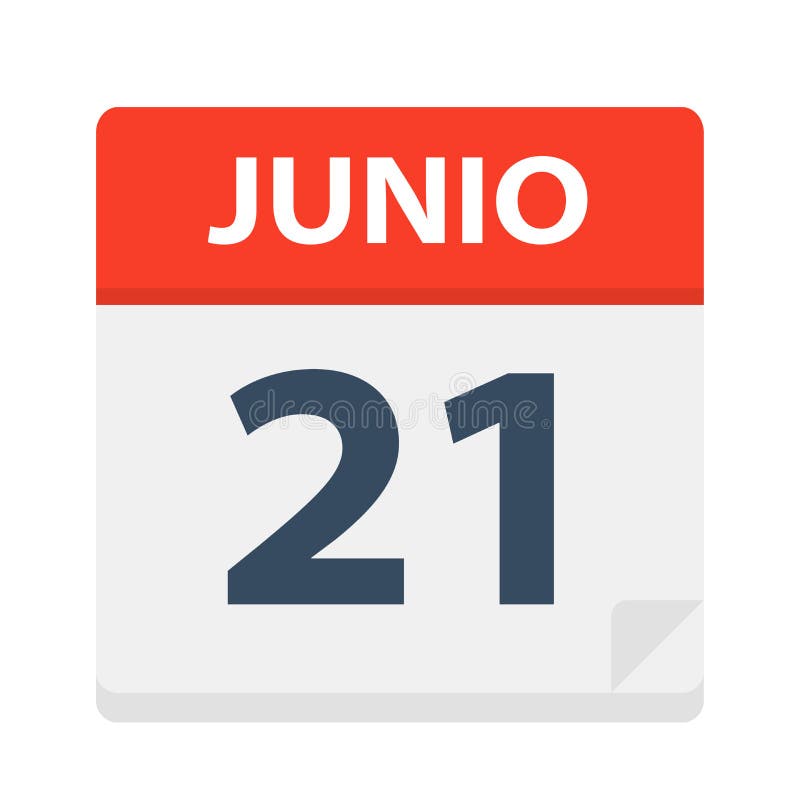 Junio 21 - Calendar Icon - June 21 - Vector Illustration. Junio 21 - Calendar Icon - June 21 - Vector Illustration