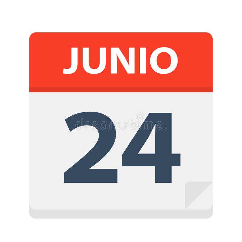 Junio 24 - Calendar Icon - June 24 - Vector Illustration. Junio 24 - Calendar Icon - June 24 - Vector Illustration