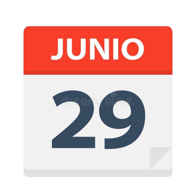 Junio 29 - Calendar Icon - June 29 - Vector Illustration. Junio 29 - Calendar Icon - June 29 - Vector Illustration