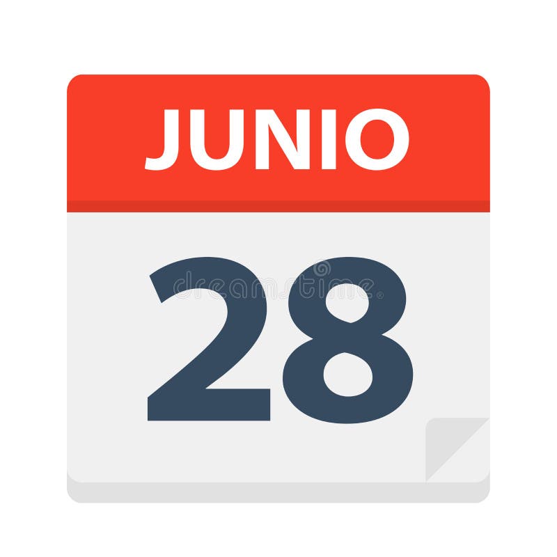 Junio 28 - Calendar Icon - June 28 - Vector Illustration. Junio 28 - Calendar Icon - June 28 - Vector Illustration