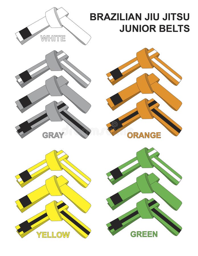 Junior Brazilian Jiu Jitsu Belts Illustration.