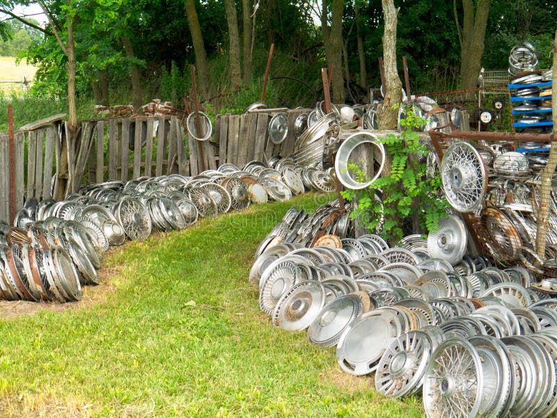 Junk Yard Full Of Automobile Hub Caps Stock Photo Image of yard, auto