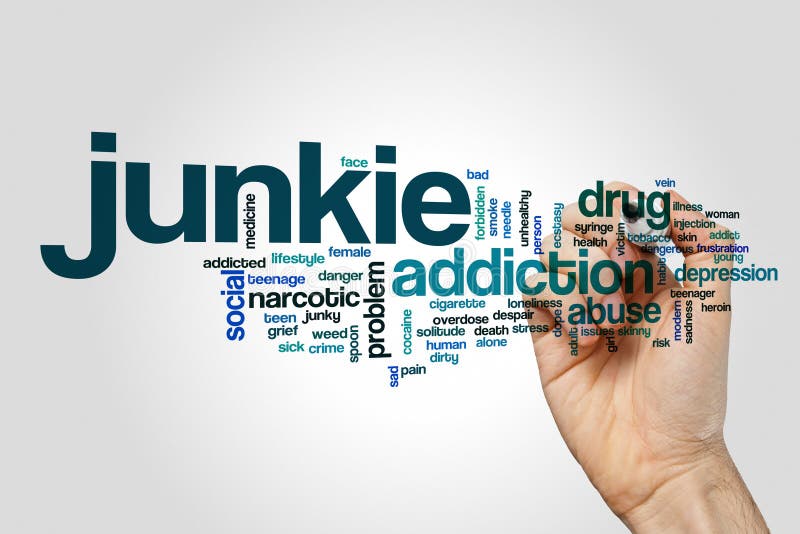 Junkie word cloud on grey background. Junkie word cloud on grey background